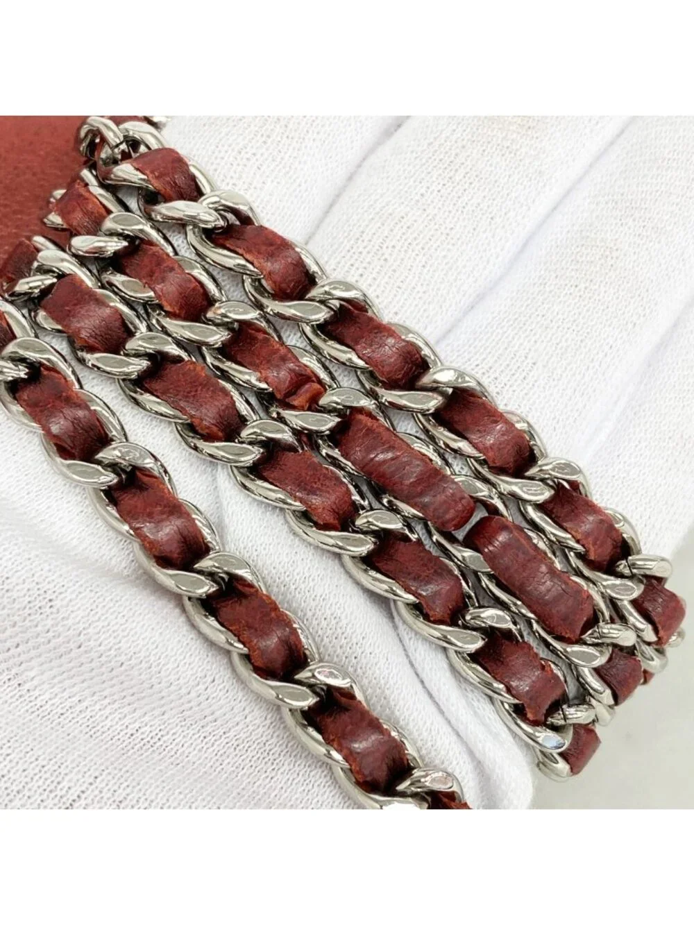 Chanel Shoulder Bag Mini Quilted Lambskin Red Silver